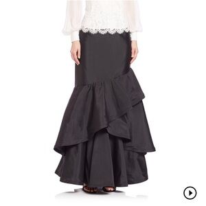 Teri Jon Taffeta Black Ruffle Formal Maxi Skirt Womens Size 4